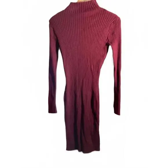 Timing Ribbed Sweater Bodycon dress  Burgundy Large - Picture 6 of 6